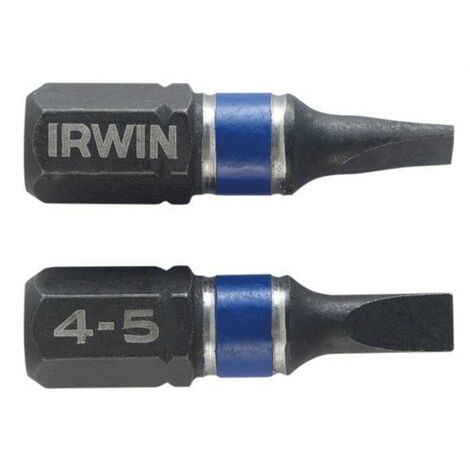 Irwin 1923364 Impact Screwdriver Bits Slotted 4.5 x 25mm Pack of 2