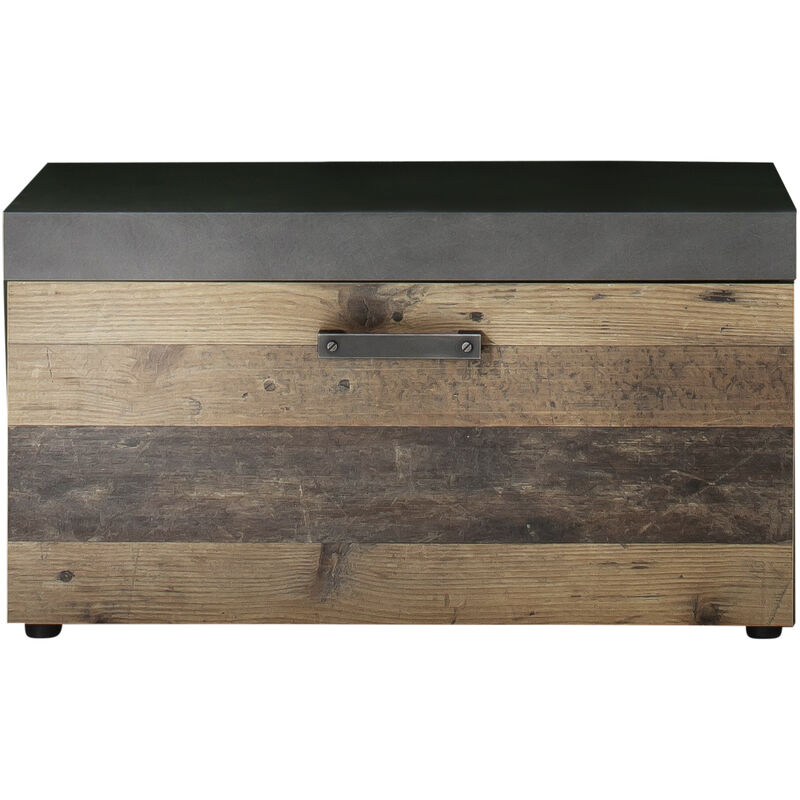 Irwin Banquette, 1 porte battante, style gris Matera, look vieux bois.