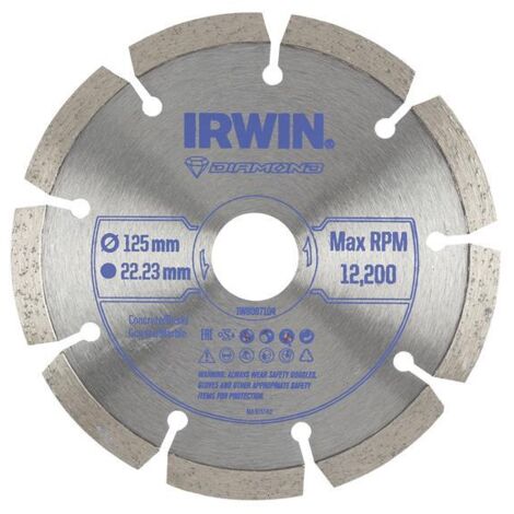 Irwin Diamond Cutting Disc 125mm x 22.23mm Segmented for Concrete, Brick, Granite, and Marble