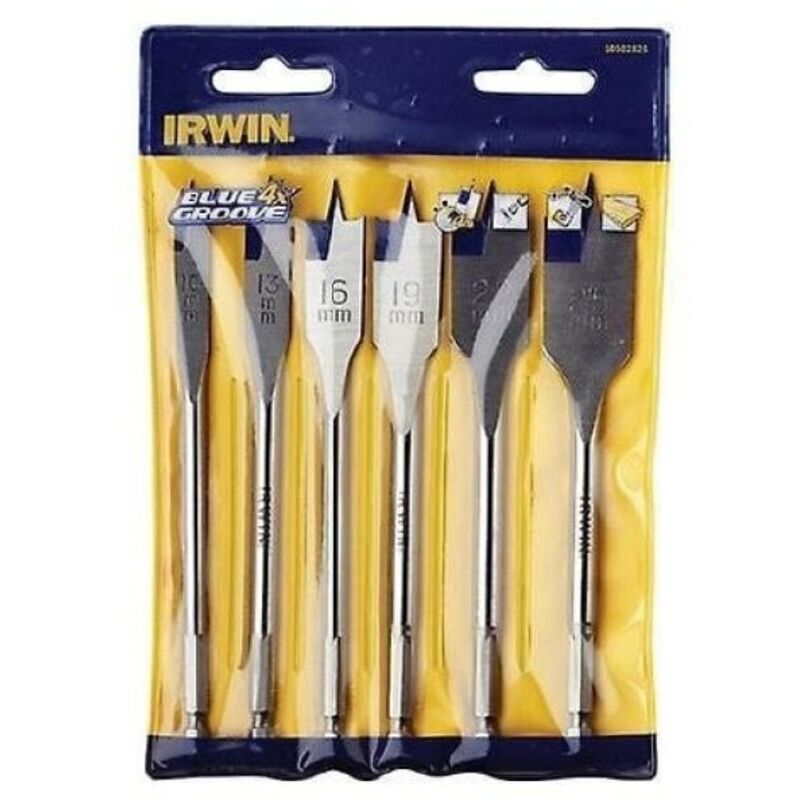 Irwin Wiertło Łopatkowe Kpl. 6szt. Blaue Rille 4x 10, 13, 16, 19, 22, 25 Mm