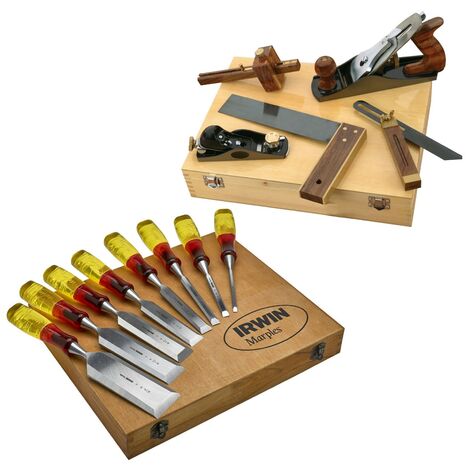 Irwin Marples 8pc Splitproof M373 Wood Chisels 6-50mm + 5pc Plane Set + Box