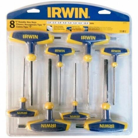 IRWIN T-förmiger Inbusschlüsselsatz, 8-teilig, 2,0 - 2,5 - 3,0 - 4,0 - 5,0 - 6,0 - 8,0 - 10,0