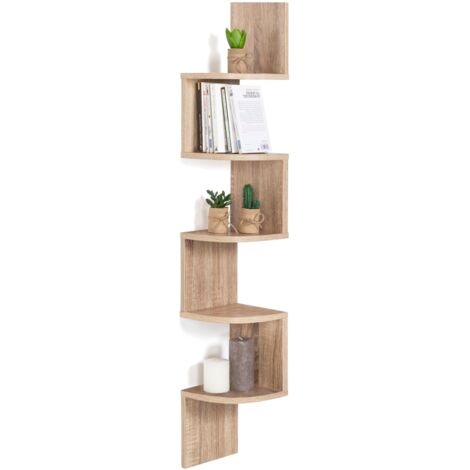 ISA Eck-Wandregal mit 5 Ebenen in Buchenholzoptik