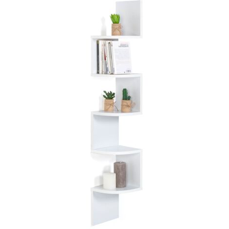 ISA Eck-Wandregal mit 5 Ebenen weiß