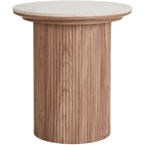 Isa table basse table d’angle Ø45 cm céramique blanche.