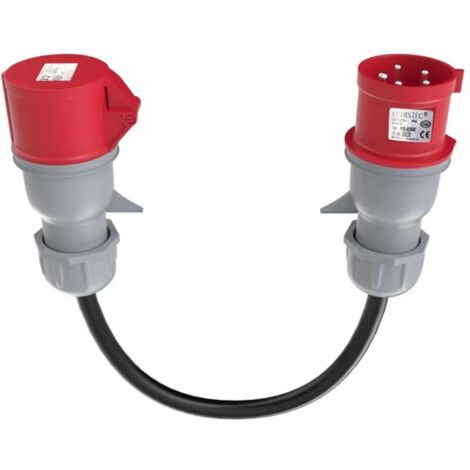 Isabel EV-Ladeverlängerungsstecker, CEE-Adapter, 400-V-Stecker, 5-polig, rot, CEE 32 A, Stecker auf 16 A Buchse, Modelle X, S, Y