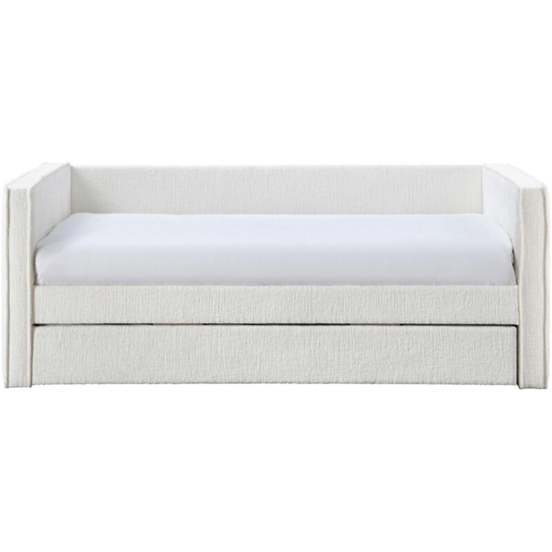 Mobilier Deco - isabella - Lit gigogne en tissu beige 90x190 cm