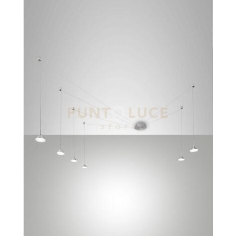 ISABELLA SOSPENSIONE 6 LUCI ALLUMINIO  SPOSTABILE A LED 3000K - 48W - 4530 lm DIMMERABILE C/ACCESS.