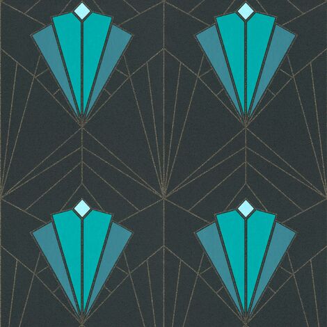 Dark Art Deco Bedroom Wallpaper - TenStickers