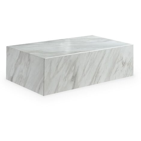 ISBEL - Table basse rectangulaire marbre d'ingénierie blanc