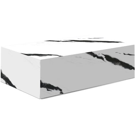 ISBEL - Table basse rectangulaire marbre d'ingénierie blanc et noir