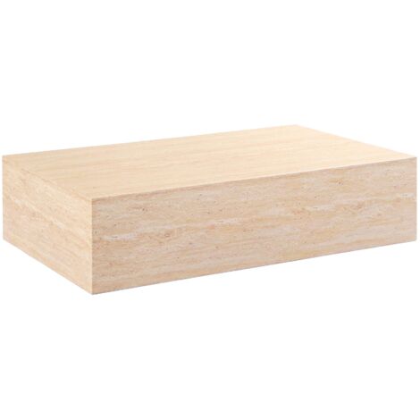 ISBEL - Table basse rectangulaire marbre d'ingénierie couleur travertin