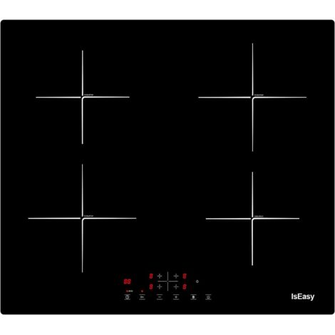 IsEasy empotrado Placa de Inducción 4 zonas 6800W 60cm Control táctil,Temporizador-4 fuegos Negra