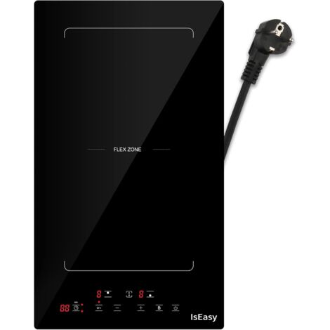 Iseasy – Plaque à induction 2 foyers 3400W – Encastrable L51 x P29.5 cm – Minuteur et écran tactile – 9 niveaux de cuisson – Compatible casseroles magnétiques