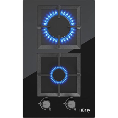 Iseasy – Plaque de cuisson gaz 2 foyers – Encastrable 52 x 31 cm – Puissance 3700W – Compatible gaz naturel et propane