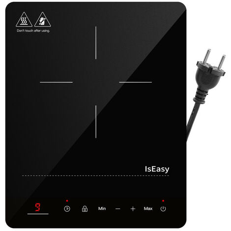 Iseasy – Plaque induction portable 1 foyer 2100W – Minuterie 8h – Écran tactile – Verrouillage enfants – Dimensions 35x28cm