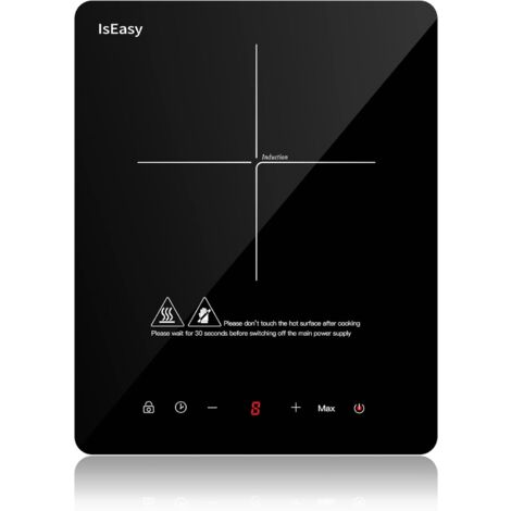 Iseasy – Plaque induction portable 2100W – 28cm – 9 niveaux de puissance – Minuteur 0-99 minutes – Protection surchauffe et sécurité enfants