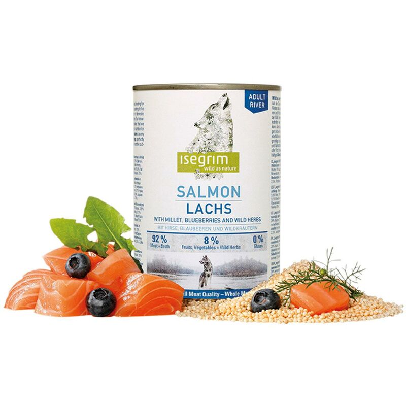 

Lata Perro Salmón Mijo Moras 800g - Isegrim