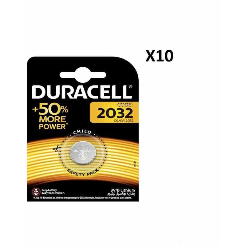 Image of 10 x batteria bottone 2032 batterie dl2032 Duracell cr2032 3v litio kcr2032
