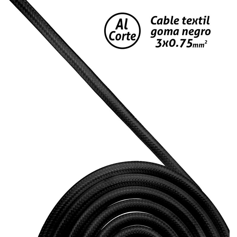 

Cable textil 3x0,75 goma negro - Negro