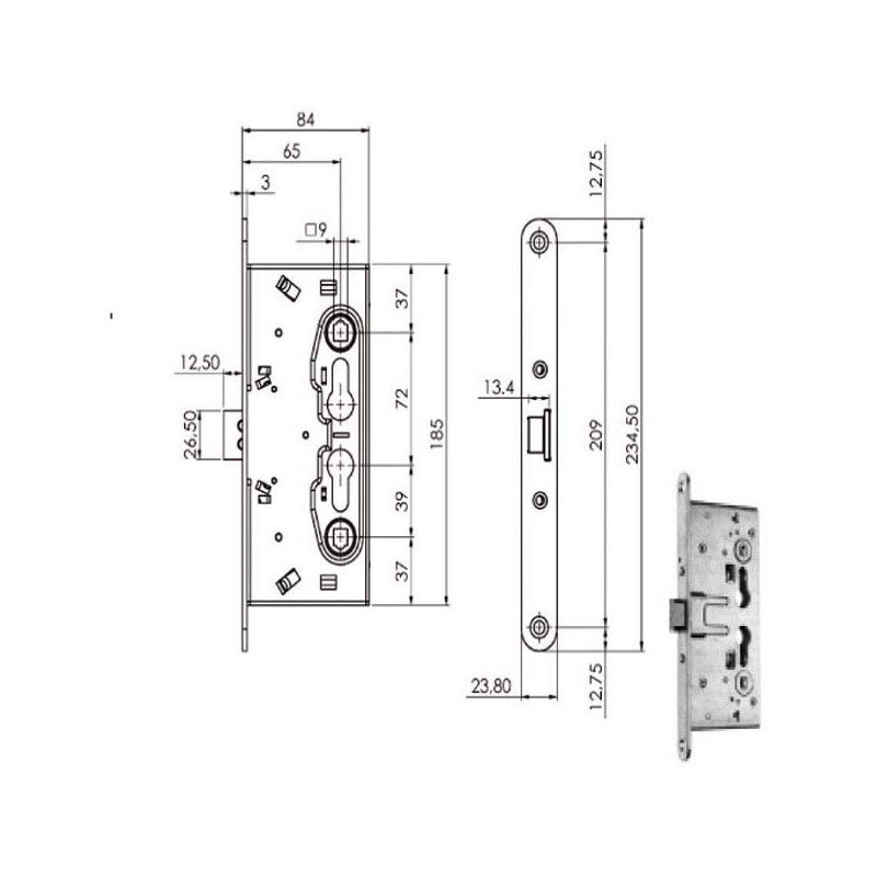 Serratura Metallo Infilare 214 Iseo B.q Zinc F.mm 24 F.sagom M1 scr...