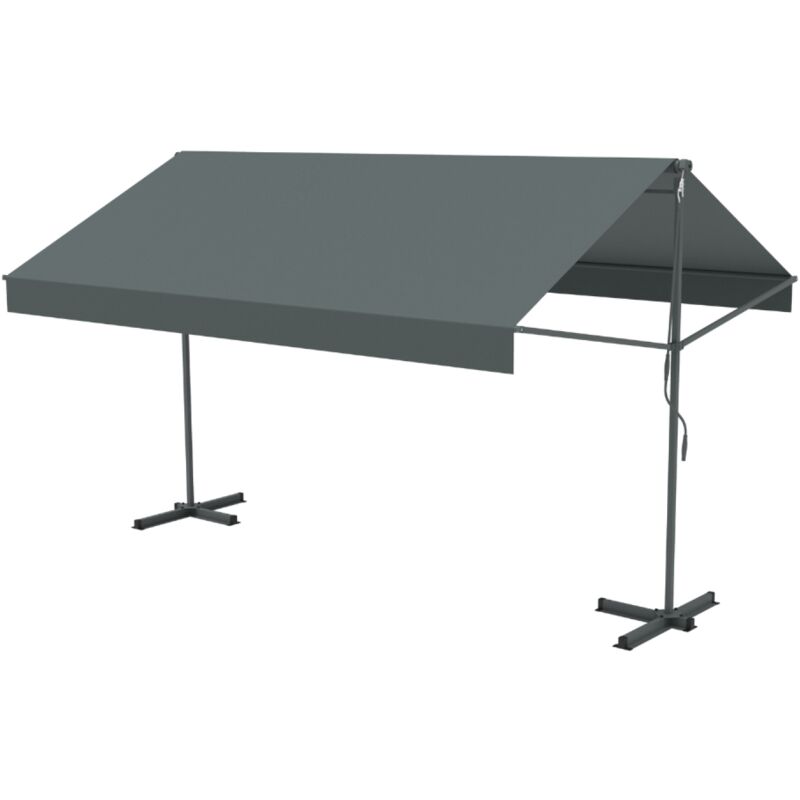 ISEO - Store banne double pente manuel 3 x 3 m gris