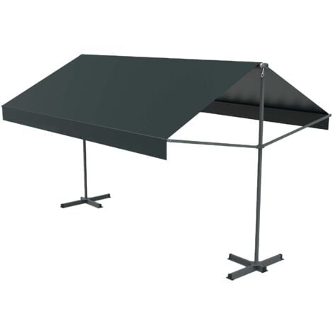 Iseo - Store banne double pente manuel 4 x 1,5/1,5 m gris polyester