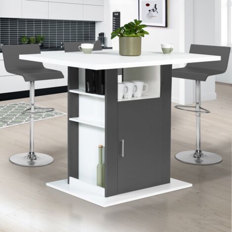 Isla central UGO de 110 cm en madera blanca y gris con armarios