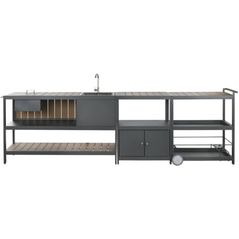 Isla Cocina Set 3 Aluminio Ps 236X50X91 Gris