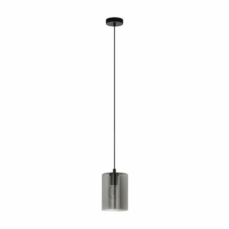 Isla de Cocina Suspendida Cadaques en Cristal Cilindro Ahumado con 1xE27 Ø16 cm Eglo