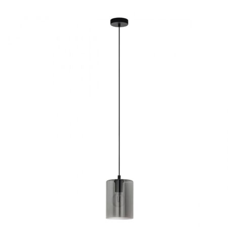 Isla de Cocina Suspendida Cadaques en Cristal Cilindro Ahumado con 1xE27 Ø16 cm Eglo