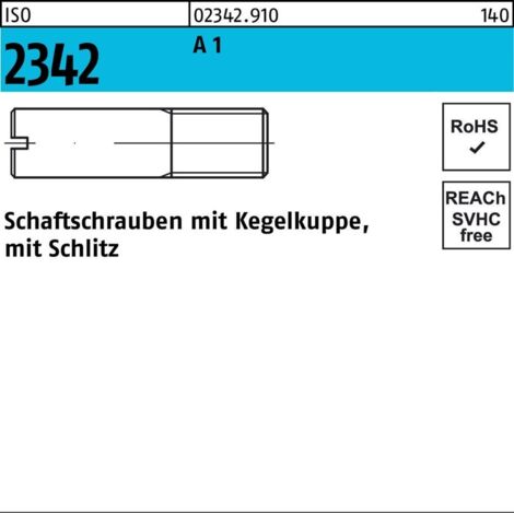 ISO 2342 Schaftschrauben mit Kegelkuppe und Schlitz 1.4305 M 4 x 20 rostfreiei A 1 S 100 Stk