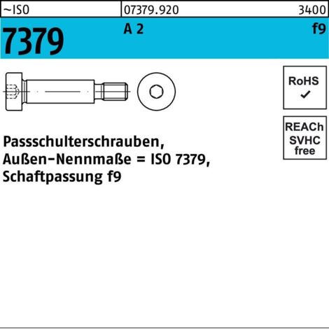 ISO 7379 Pass-Schulterschraube Schaftpassung f9 M10x30 Edelstahl A2 blank Innensechskant 50 Stk