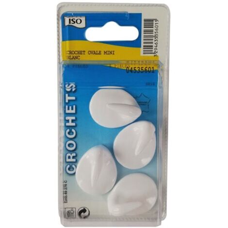 ISO - Crochet adhésif ovale céramique mini blanc bl4