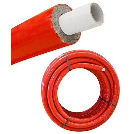 Iso - Mehrschichtverbundrohr 20 x 2 mm / rot - 20 mm Isolierstärke - Rolle 25 m - 100% GEG