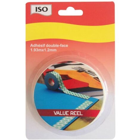 ISO - Ruban adhésif double face fixetout 12mm 1m93 bl