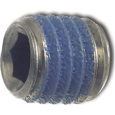 ISO4026 M 6x  4 Edelstahl A2 mit Tuflok-rundumbeschichtung (blau) (DIN913)