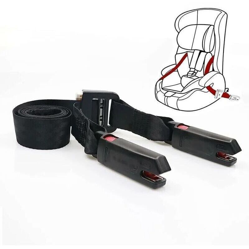 Isofix strap for general child seat, Ltuikhq Isofix belt, one-button operation, soft polyester, black, 5.25 feet, 15000N resistance.
