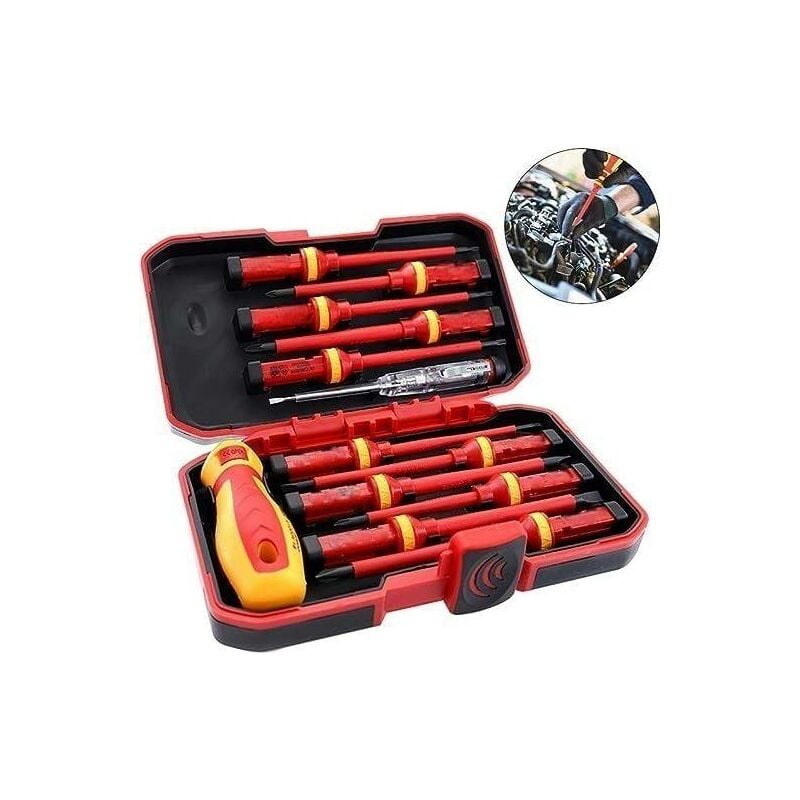Isolé tournevis électricien 1000V Set Conseils magnétiques interchangeables Outils de réparation électrique Kit Boîte de 13pcs