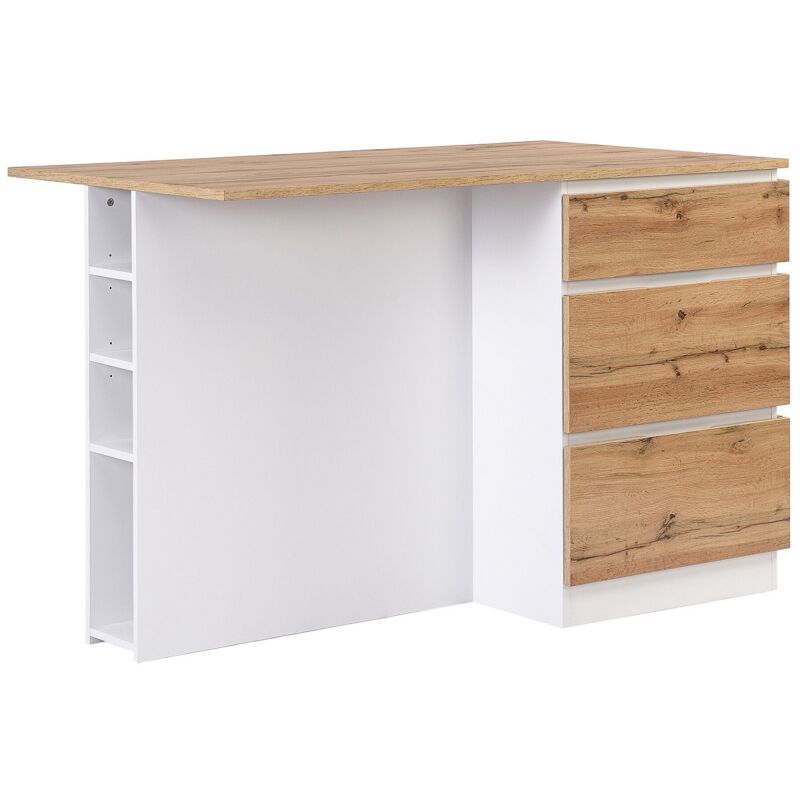 Isola Centrale Da Cucina Con 6 Cassetti E 4 Nicchie In Mdf Naturale...