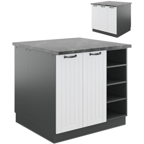 Isola cucina Fame-Line, Bianco casa di campagna/antracite, 90 cm senza piano di lavoro, Vicco