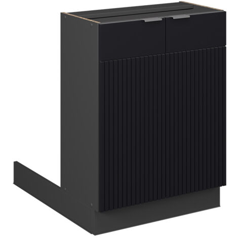 Isola cucina Fame-Line, Nero rigato, 60 cm senza piano di lavoro, Vicco