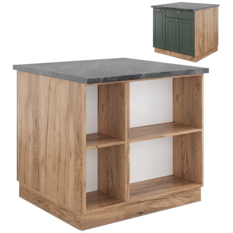 Isola cucina Fame-Line, Quercia verde-oro Country/oro Power, 90 cm con cassetto, senza piano di lavoro, Vicco
