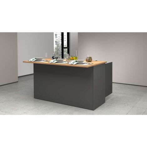 Isola da Cucina 3 Ante 155X90X90cm - NAUTILUS - Colore: Antracite-Rovere Wotan