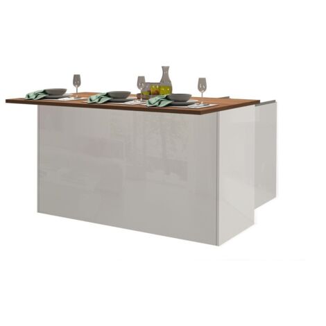 Isola da Cucina 3 Ante 155X90X90cm - NAUTILUS - Colore: Bianco Laccato Lucido-Rovere Wotan