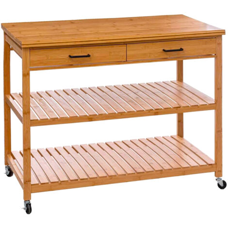 Isola Per Cucina 4 Livelli Con Ruote In Bambù  90x108cm