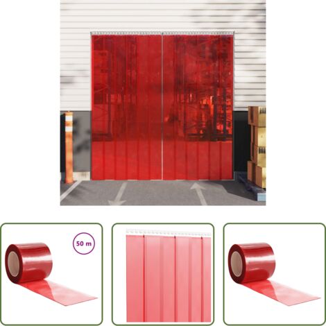 Isolamento termico -  Tenda per Porte Rossa 200 mm x 1,6 mm 50 m in PVC