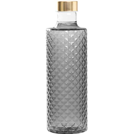 Isolano Bouteille de Design en Verre Borosilicate Soufflé à la Main Couleur Grise avec Décor Diamant Élégante et Polyvalente pour Table et Bar