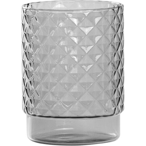 Isolano Lot de 4 Verres Tumbler Empilables en Verre Borosilicaté Gris Travaillés à la Main avec Décoration Effet Diamant pour Table et Bar Moderne