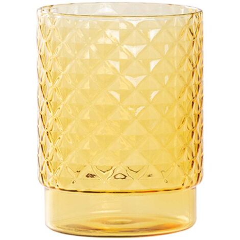 Isolano Lot de 4 Verres Tumbler Empilables en Verre Borosilicaté Soufflé à la Main avec Décoration Diamant Couleur Jaune Or pour Table et Bar